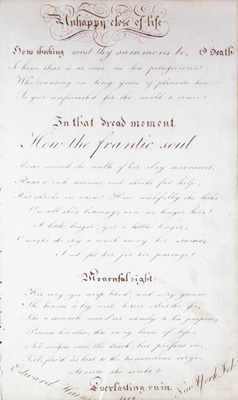 "Unhappy Close of Life"